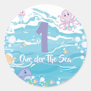 One-der The Sea First Birthday Party Classic Round Sticker