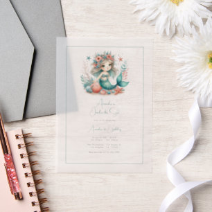 “One-der the Sea” Vellum Mermaid First Birthday Invitations