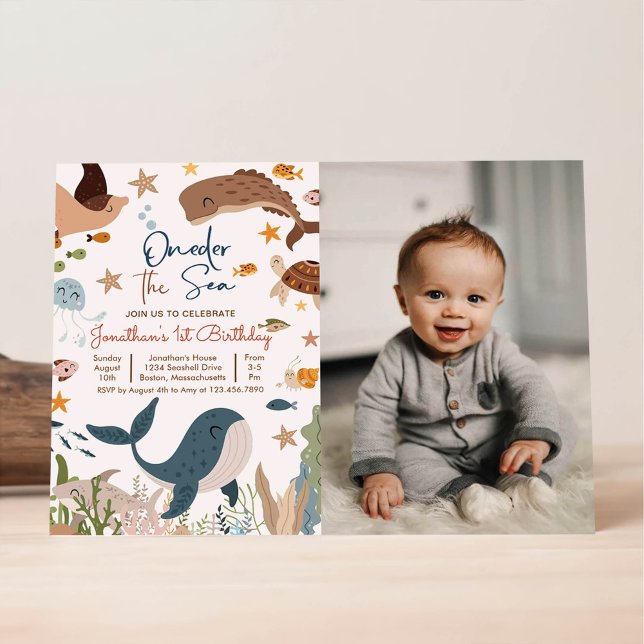 One-der the Sea Whale Shark Sea Life 1st Birthday Invitation (Creator Uploaded)