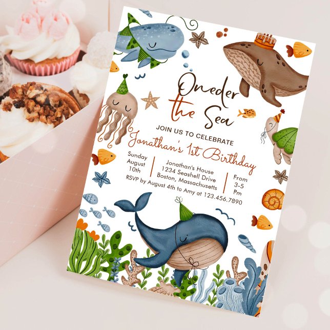 One-der the Sea Whale Shark Sea Life 1st Birthday Invitation (Creator Uploaded)
