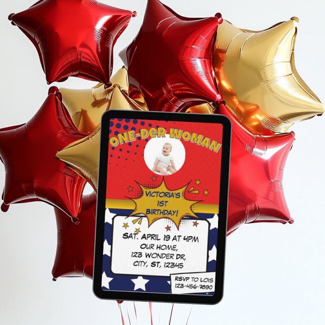 One-Der Woman, Superhero 1st Birthday  Invitation (Creator Uploaded)