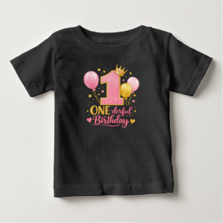 ONE-derful Birthday Balloons – 1st Birthday Baby T-Shirt