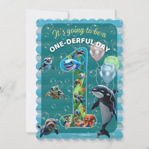 One-derful Day Flat Scalloped Birthday Invitation