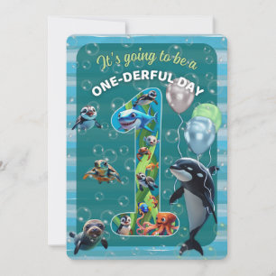 One-derful Day Rounded Corner Birthday Invitation