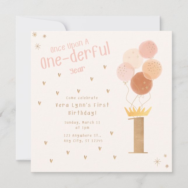 One-derful First Birthday Invitation (Front)