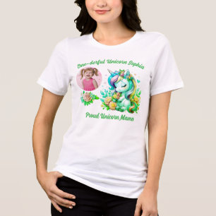 One-derful Magical Floral Unicorn 1st Birthday Mom Tri-Blend Shirt