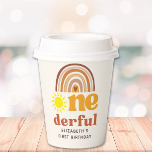 One - Derful Retro First Birthday with Boho Style Paper Cups
