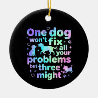One dog won't fix all your problems but three  ceramic tree decoration