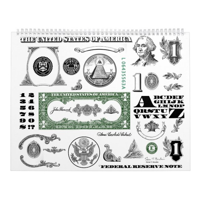 One Dollar Bill Pattern Calendar (Cover)