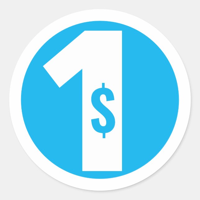 One Dollar Classic Round Sticker (Front)