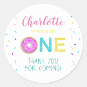 ONE doughnut birthday Classic Round Sticker
