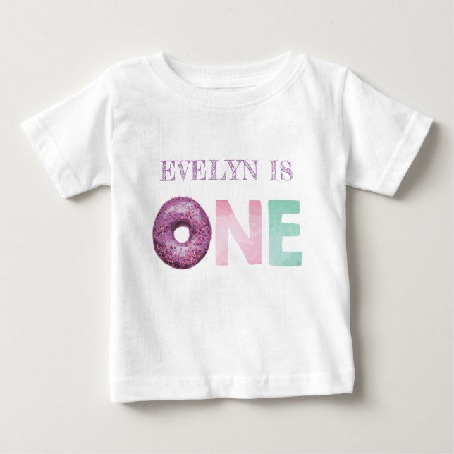 One Doughnut Birthday Personalised Baby T-Shirt (Front)