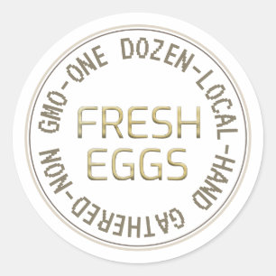 One Dozen Local Hand Gathered Fresh Eggs Emblem Classic Round Sticker