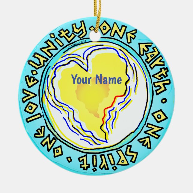 One Earth  Ceramic Tree Decoration (Front)