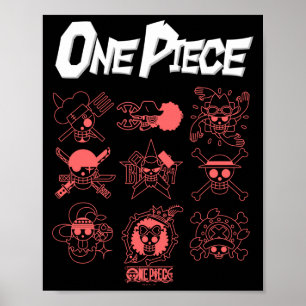 One Ece Anime Jolly Rogers Icons Outlines For Crew Poster