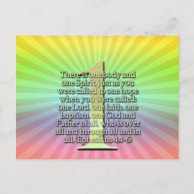 ONE  Ephesians 4:4-6 BIBLE SCRIPTURE Postcard (Front)
