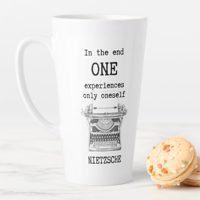 One EXPERIENCES only oneself quote by Nietzsche Latte Mug (In Situ)