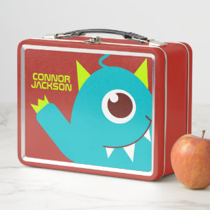 One eyed alien monster blue kids name lunch box