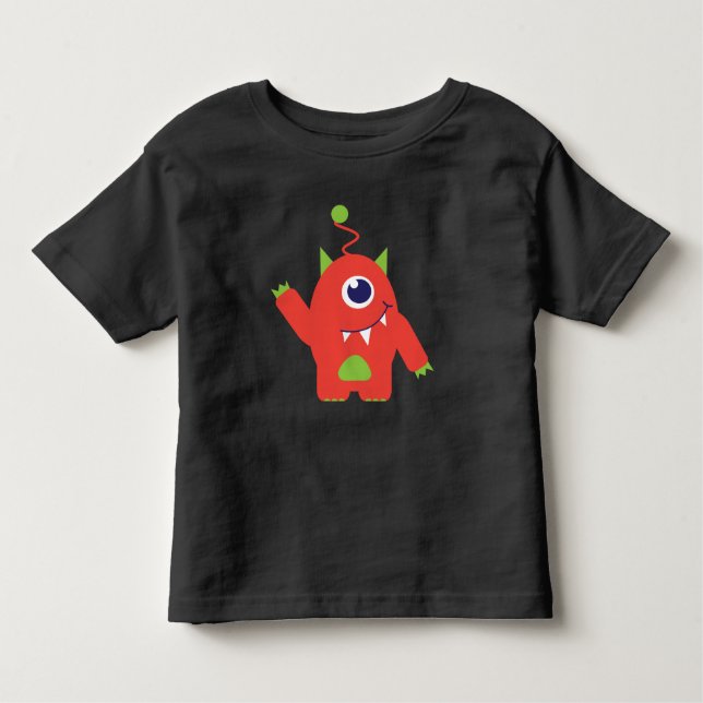 One eyed alien orange & green toddlers t-shirt (Front)