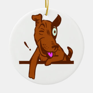 ONE EYED DOG ROUND ORNAMENT