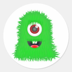 One eyed green monster classic round sticker