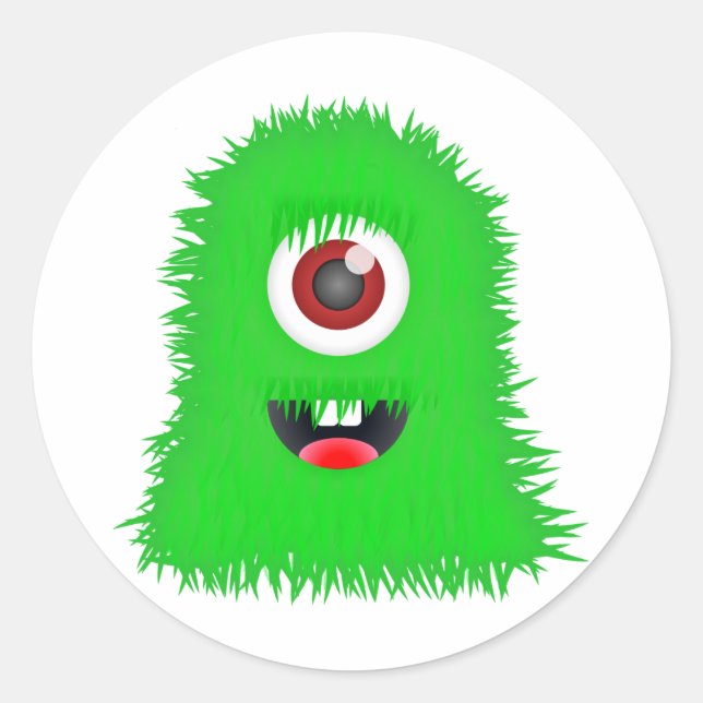 One eyed green monster classic round sticker (Front)