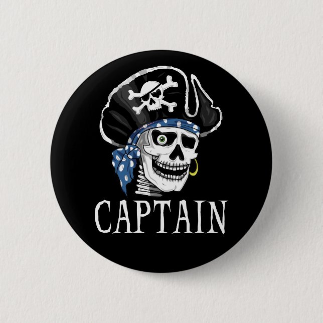 One-eyed Pirate Captain 6 Cm Round Badge (Front)