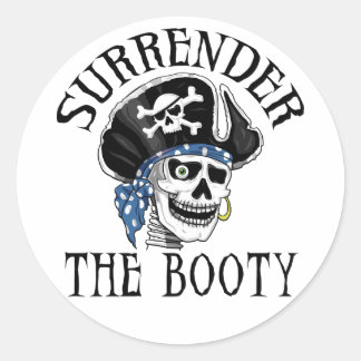 One-eyed Pirate Skull and Crossbones Classic Round Sticker