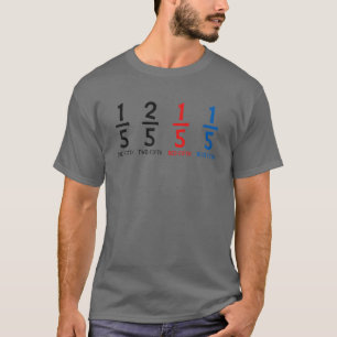 One Fifth Two Fifth Red Fifth Blue Fifth Math Teac T-Shirt