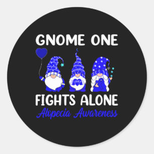 One Fights Alone Blue Ribbon Alopecia Awareness  Classic Round Sticker
