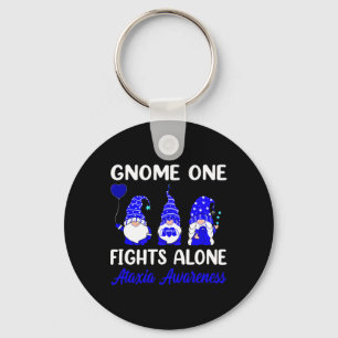 One Fights Alone Blue Ribbon Ataxia Awareness Key Ring