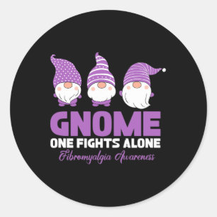 One Fights Alone Fibromyalgia Awareness Fibro Warr Classic Round Sticker