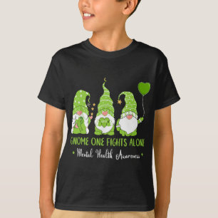 One Fights Alone Green Ribbon Mental Health Awaren T-Shirt