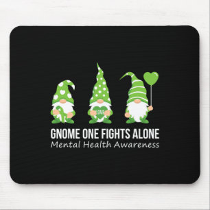One Fights Alone Mental Health Awareness Green Rib Mouse Pad