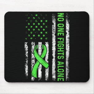 One Fights Mental Health Alone American Flag Green Mouse Pad