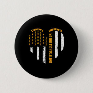 One Fights Usa Flag Heart Alone Leukaemia Awarenes 6 Cm Round Badge
