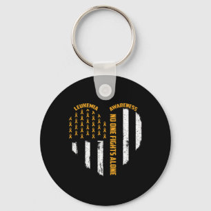 One Fights Usa Flag Heart Alone Leukaemia Awarenes Key Ring