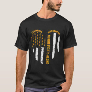 One Fights Usa Flag Heart Alone Leukaemia Awarenes T-Shirt