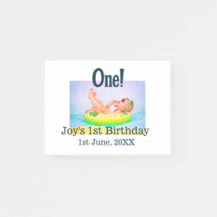 One first birthday photo modern add name date post-it notes
