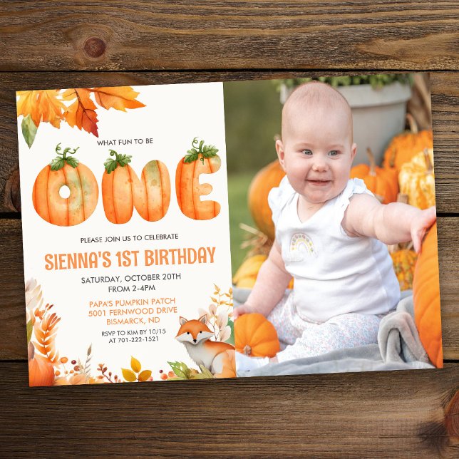 One First Birthday Pumpkin  Invitation (Creator Uploaded)
