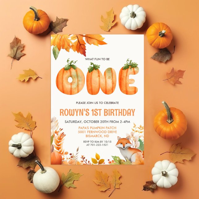 One First Birthday Pumpkin  Invitation (Creator Uploaded)