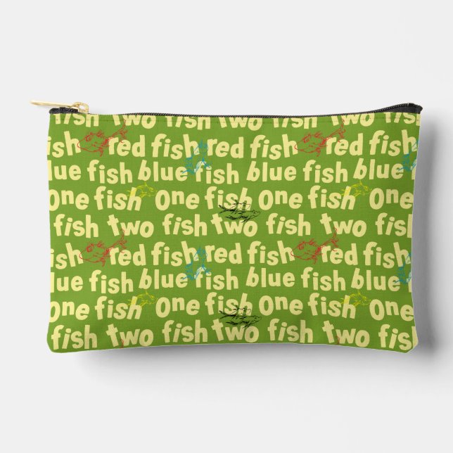 One Fish Two Fish Typography Pattern Accessory Pouch (Front)