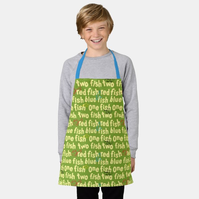 One Fish Two Fish Typography Pattern Apron (Worn)