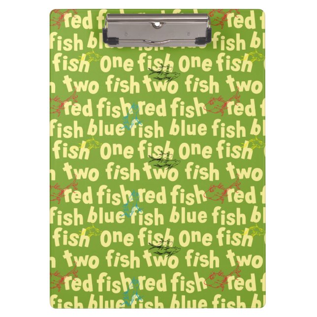 One Fish Two Fish Typography Pattern Clipboard (Front)