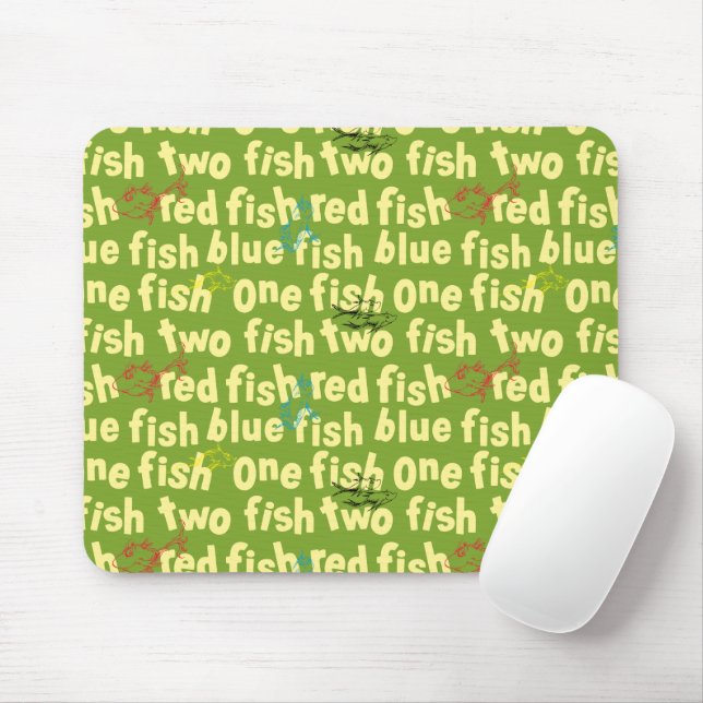 One Fish Two Fish Typography Pattern Mouse Pad (With Mouse)