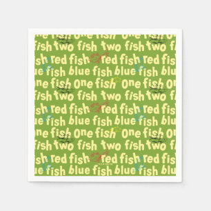 One Fish Two Fish Typography Pattern Napkin