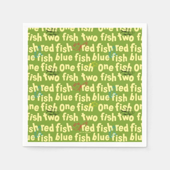 One Fish Two Fish Typography Pattern Napkin (Front)