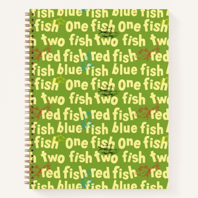 One Fish Two Fish Typography Pattern Notebook (Front)