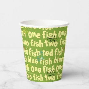 One Fish Two Fish Typography Pattern Paper Cups