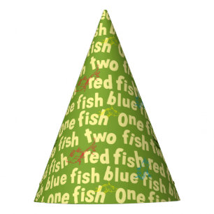 One Fish Two Fish Typography Pattern Party Hat